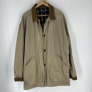 J Crew Jacket Size Large Tall Mens Khaki Heritage Barn Field Coat Corduroy VTG